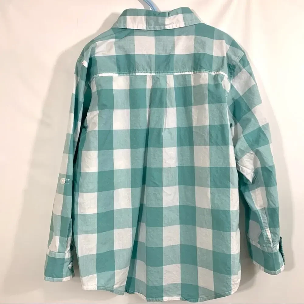 Gymboree Button Down Shirt Light Blue Checks Boys Small